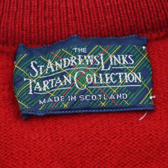 GORGEOUS St Andrews Links Made in Scotland 100% Wool Red Jumper V-Neck Sweater L - Picture 3 of 4